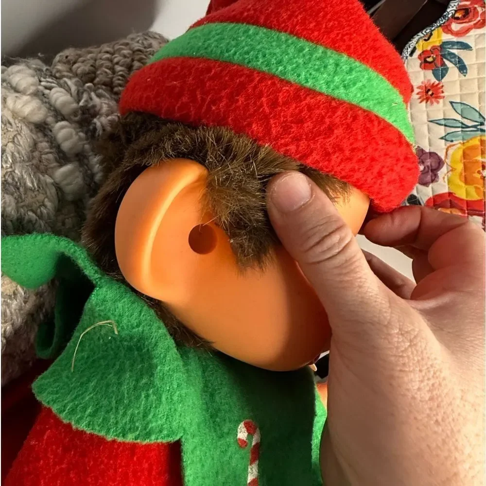 Vtg Large Monchhichi Christmas Open Close Eyes Thumb Sucking Plush Monkey  Tags